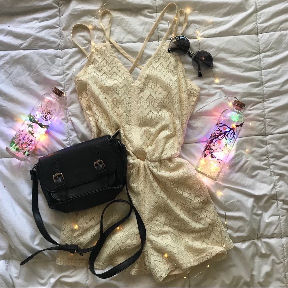 lace cream romper